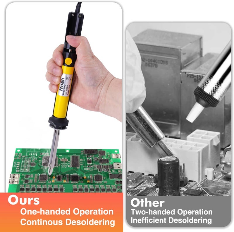 Noah مكواة لحام وفك لحام 2 في 1، مضخة فك اللحام، أداة فك اللحام المحمولة لإزالة اللحام بدقة، سوداء - Image 4